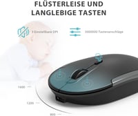 iClever Vezeték Nélküli Billentyűzet és Egér Szett - Újratölthető, Ultravékony, Csendes, QWERTZ Kiosztású PC/Laptop Billentyűzet, Szürke - grey 5