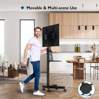 BONTEC Gurulós TV Állvány 23-60" Képernyőkhöz, Laptoptartó Polccal, Állítható Magasságú, 25 kg Teherbírású, VESA 400x400 mm Kompatibilis 2