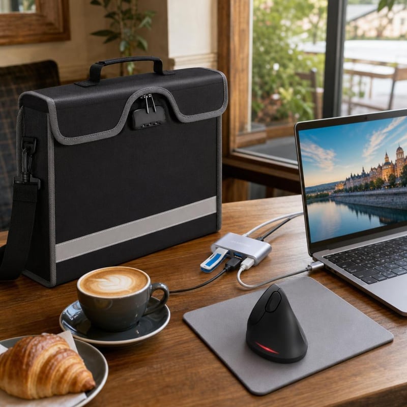 Balík pre prácu v kaviarni: 1x taška 15,6" + 1x vertikálna myš + 1x 100W USB-C hub