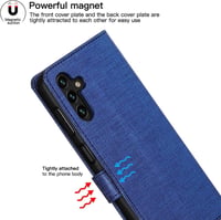 Samsung Galaxy A13 5G Kék Vászon Tok Mágneses Kártyatartóval 4