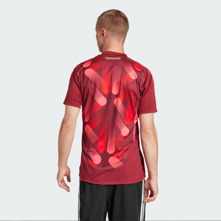 Vonkajší dres Adidas Nemecko 2025 bordová farba pohľad zozadu
