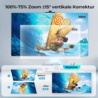 Zoomcat 4K Projektor 20000 Lumen Fényerővel - Full HD 1080P Mini Vetítő 5G WiFi és Bluetooth Funkcióval - Otthoni Mozi iPhone/Android/Laptop 5