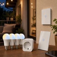 Štartovací balík Smart Home: 1x vypínač + 1x zásuvka + 4x E27 žiarovka 1