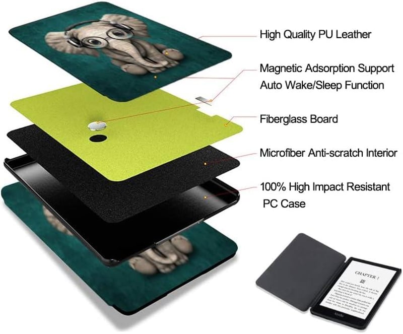 Kindle Paperwhite 6.8" (2021) Elefántos Védőtok