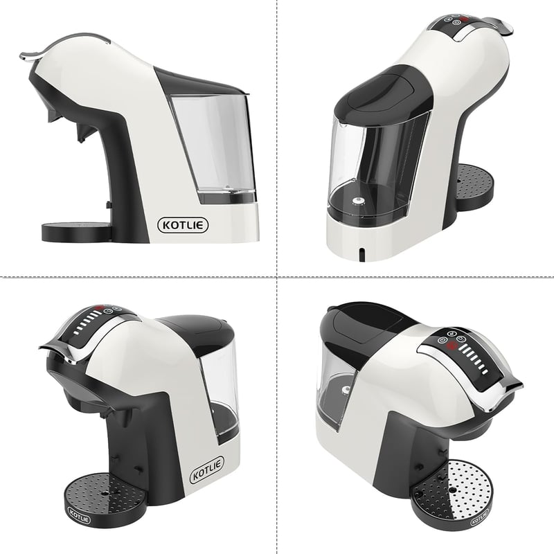 KOTLIE EM-308A 5-in-1 Kávéfőző 19 Bar Nyomással, Többféle Kapszulához (NES/DG), Automatikus Kikapcsolással, Kivehető Tartállyal, Fehér