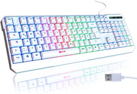 KLIM Chroma RGB Gamer Billentyűzet - Német QWERTZ, Fehér, Vízálló, Csendes Billentyűk, Tartós, Ergonomikus, USB Kábeles - PC, Mac, PS4, PS5  1