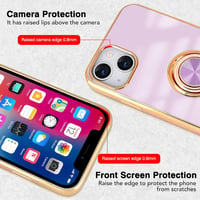 iPhone 13 Mágneses Gyűrűs Tok - Ütésálló Matt Szilikon, Rosegold-Lila 3