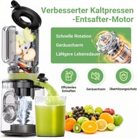 AAOBOSI Lassú Gyümölcsprés 11 cm Adagolónyílással - Nagy Hozamú Hidegprés Gyümölcs és Zöldség Facsaró, BPA-mentes, Visszaforgató Funkcióval, 4