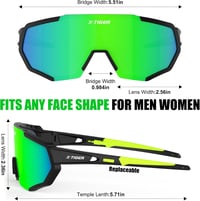 X-TIGER Kerékpáros Napszemüveg, UV400 Védelemmel, 5 Cserélhető Lencsével, TR90 Keret, Unisex Sport Szemüveg Futáshoz, Biciklizéshez 7