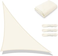 AXT SHADE Háromszög Napvitorla 3x3x4,25m - Légáteresztő HDPE Árnyékoló UV Védelemmel Teraszra, Erkélyre és Kertbe - Krémfehér 2