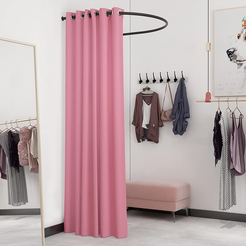 HIYOUGO Szabadon Álló Öltözőkabin - Hordozható Textil Próbafülke Üzletekbe, Színházakba, Fotóstúdiókba - Rózsaszín, 200 x 95 cm