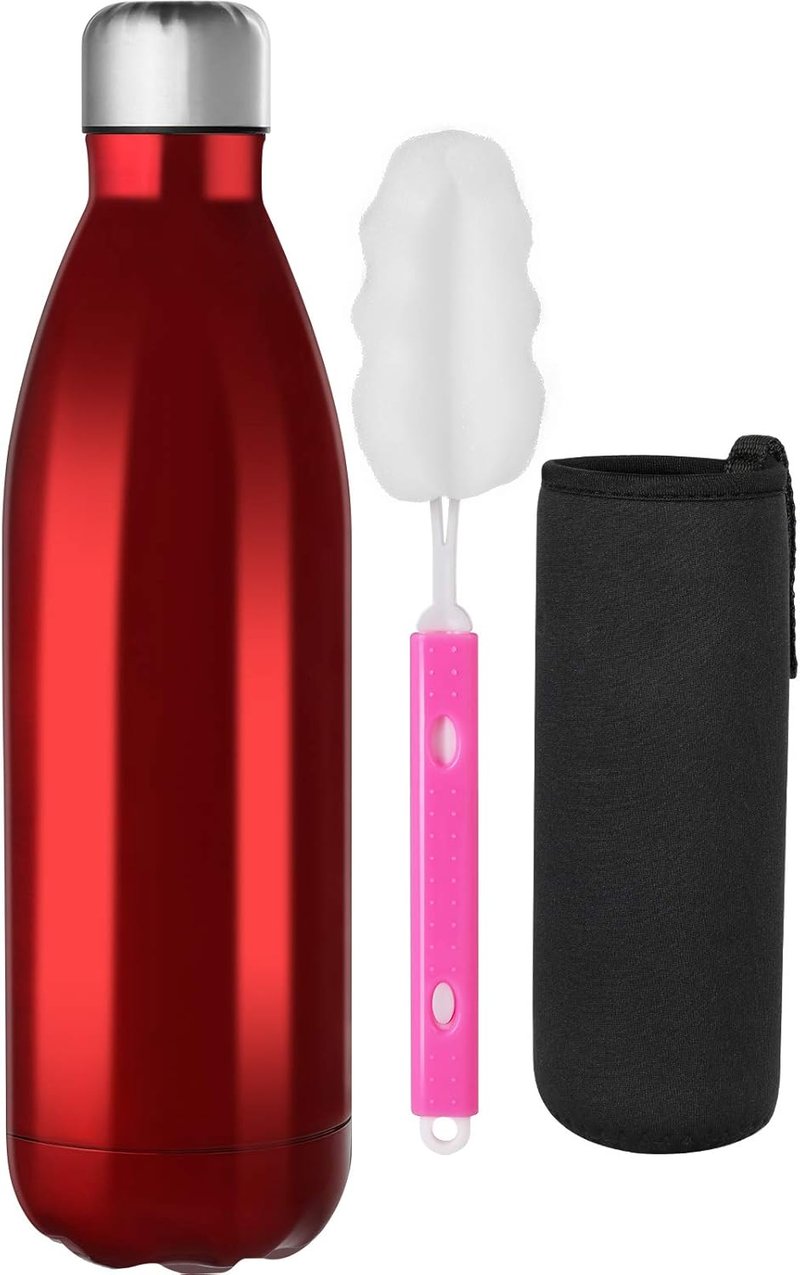 GeeRic Rozsdamentes Acél Termosz 750ml - Dupla Falú Hőszigetelő Kulacs, Szivárgásmentes, BPA-mentes, Túrázáshoz, Sportoláshoz, Világos Lila 