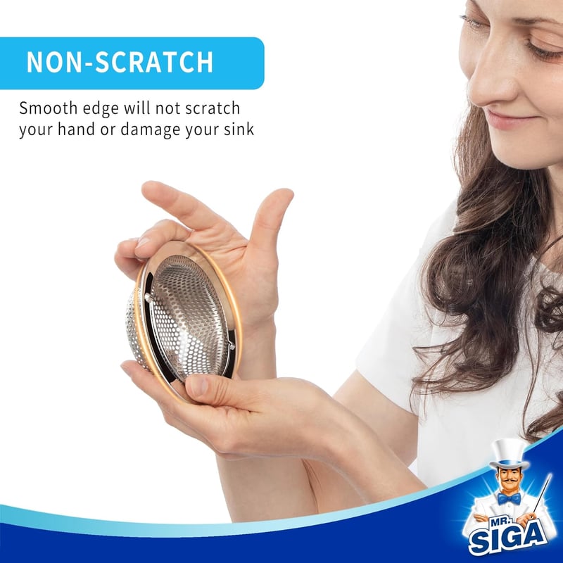MR.SIGA Rozsdamentes Acél Mosogatószűrő Szett - 2 db Ezüst Lefolyószűrő Konyhai Mosogatóba, Mosogatógépben Mosható