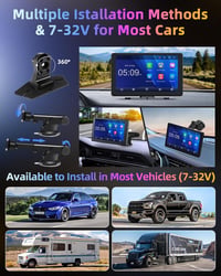Jansite 4K Apple CarPlay Android Autós Kijelző 9" Vezeték Nélküli, Menetrögzítővel, Tolatókamerával, Bluetooth, Siri, 64GB TF Kártya Támogat 7