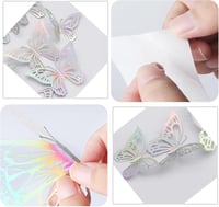 Fényes 3D pillangó falmatrica szett 120 db - Dekoratív fémhatású DIY lakásdekoráció 3