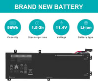 ASUNCELL H5H20 Laptop Akkumulátor 11.4V/56Wh Dell Precision 5510-5540, XPS 15 9550-7590, Inspiron 7501-7591 Modellekhez, 3 Cellás Li-ion 4