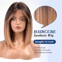 HAIRCUBE Női Paróka 40 cm Barna-Réz Szőke Hullámos Műhaj Frufruval - Függöny Frufrus Szintetikus Paróka Hétköznapi és Cosplay Használatra 2