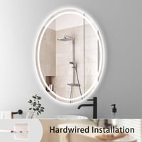 sunrik LED Fürdőszobai Tükör 60x80 cm - Ovális Világítással, 3 Színhőmérséklettel, Fényerőszabályzóval, Érintőkapcsolóval és Páramentesítő F 2