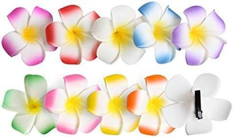 Hawaii Virágos Hajcsipesz Szett 10 db - Trópusi Nyári Kiegészítő Nőknek