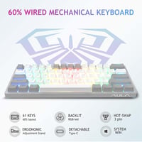 AULA 60%-os RGB Mechanikus Gamer Billentyűzet, Hot-Swap, Piros Kapcsolók 2