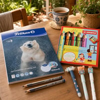 Rajzöröm csomag: A3 rajztömb + 2 db B grafitceruza + 5 db viasz-vízfesték ceruza + élező + 3 db radírozható 1