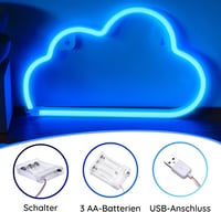 NELUX 3 db-os LED Neon Fali Dekoráció Szett - Villám, Bolygó és Felhő Formák Gamer Szobába - USB vagy Elemes Működés, Modern Világítás 4