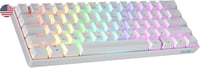 Geeky GK61 SE 60% Mechanikus Gamer Billentyűzet, 61 Gombos RGB Háttérvilágítás, Barna Kapcsolók, USB-C, PC/Mac/PS5/Xbox Kompatibilis, Fehér 1