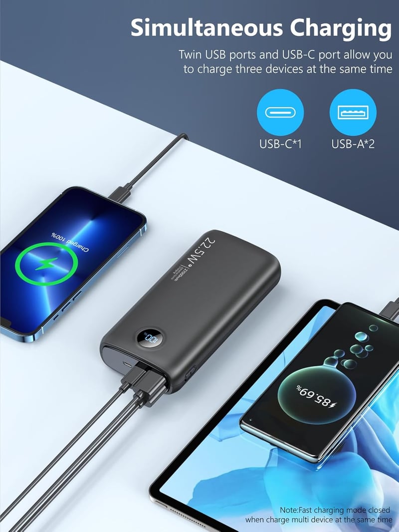 Snomh 27000mAh Powerbank - 22.5W Gyorstöltő 4 Portos LED Kijelzővel
