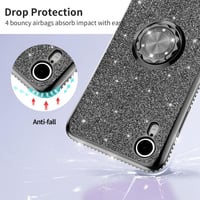 iPhone XR Csillogó Fekete Gyűrűs Védőtok Glitterrel 5