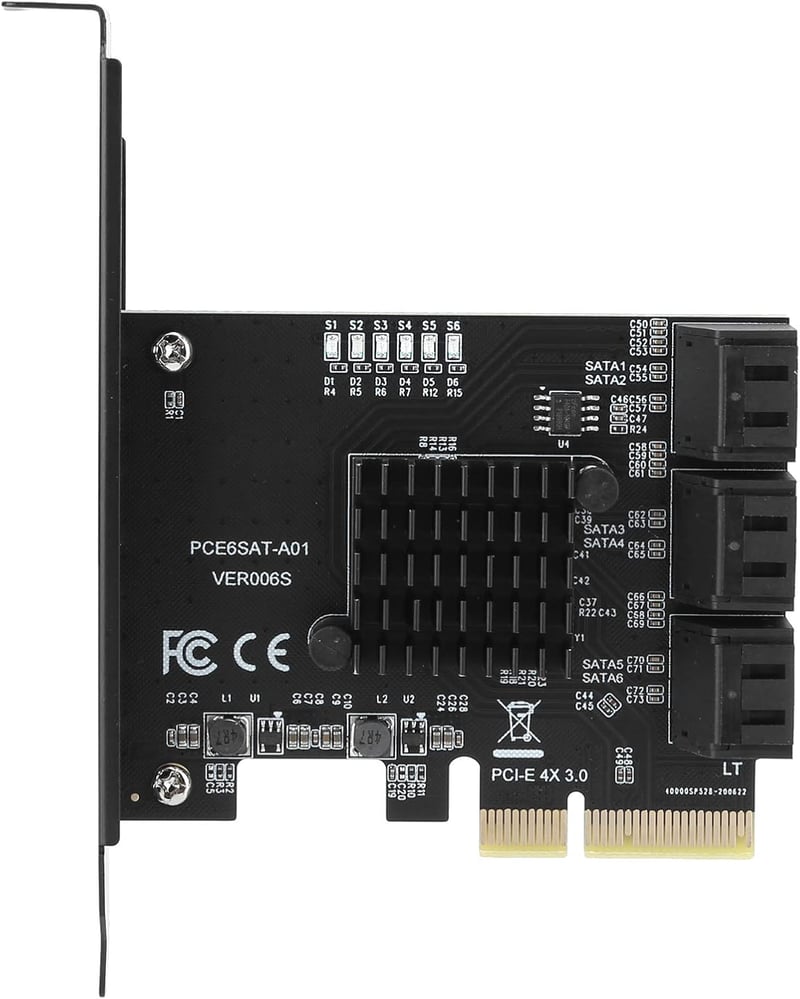 ASHATA PCIe 6 portos SATA 3.0 bővítőkártya SSD és HDD-hez