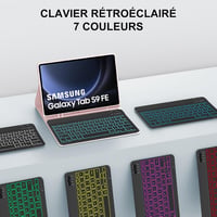 JADEMALL Samsung Galaxy Tab S9 FE 10.9"/S9 11" Rózsaszín Háttérvilágítású AZERTY Bluetooth Billentyűzetes Tok - Leválasztható, Mágneses, TPU 6
