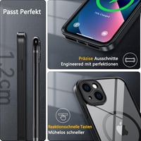 iPhone 13 MagSafe-kompatibilis ütésálló tok, kameravédővel és edzett üveggel - Fekete 7