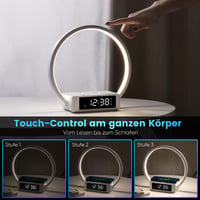 WILIT LED éjjeli lámpa 10W vezeték nélküli töltővel, ébresztő funkcióval, 3 fényerőszinttel - szürke 5