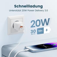 RAMPOW Apple MFi USB-C Lightning kábel, gyorstöltés iPhone 14/13/12-höz - 1m, fehér 3