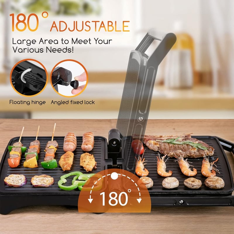 Aigostar 1500 W elektromos kontakt grill panini és szendvics sütő, ezüst színű asztali grillserpenyő