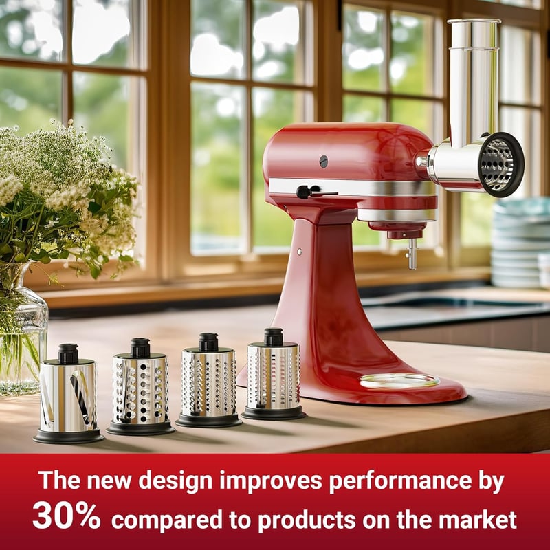 GVODE KitchenAid Mixer Szeletelő és Reszelő Adapter 4 Rozsdamentes Pengével