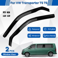 ZWPARTS Szélterelő Készlet VW T5 T6 Modellekhez - 2db Fekete Öntapadós Ablak Légterelő, Eső és Szélvédő, Klipsszel Rögzíthető Oldalsó Ablako 3