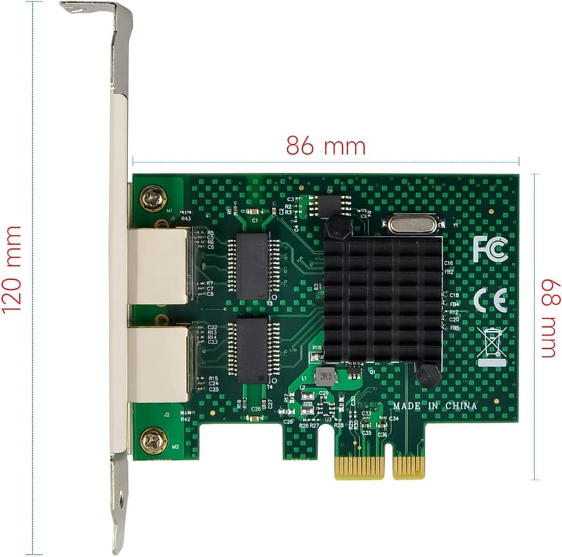 Dual-Port Gigabit Ethernet PCIe hálózati kártya BCM5720 chippel, Windows és Linux szerverekhez