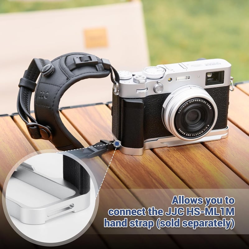 Fujifilm X100VI/V/F fém markolat - Arca Swiss gyorscsatlakozó talppal, ezüst