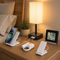 Set za bežično punjenje: power bank + bežični punjač + USB noćna lampa + radio budilica 1