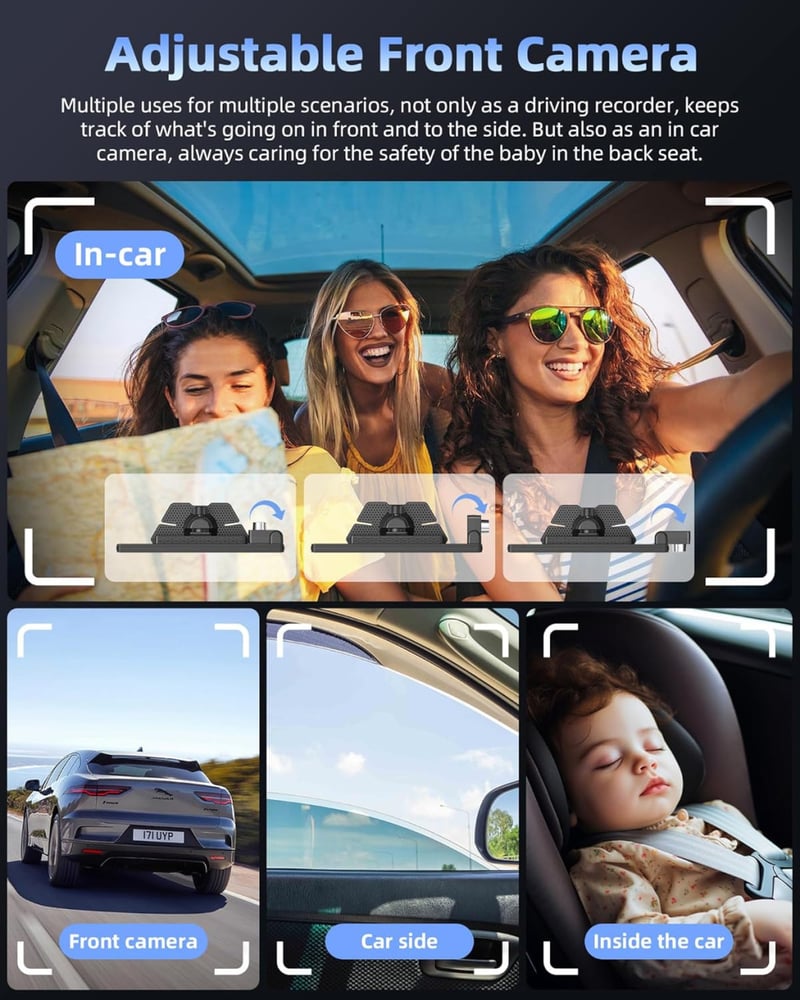 Jansite 10,26" Apple CarPlay Android Autós Kijelző 2.5K Műszerfali Kamerával, Vezeték Nélküli DrivePlay, Tolatókamera, Bluetooth, Tükrözés