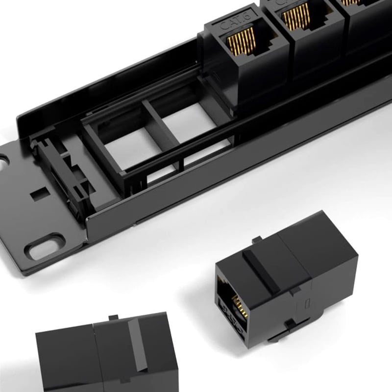 CMYKZONE Cat6 Patch Panel 24 Port 1U Rack - RJ45 Hálózati Kábel Rendező Keret, Kábelvezető Konzollal, Gyors és Stabil Adatátvitel Otthoni és - 24 Port 1U Rack Snap-in