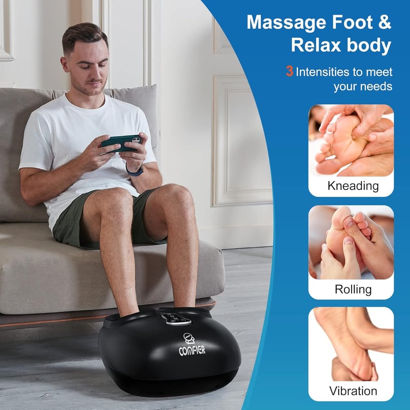 Comfier Elektromos Lábmasszírozó - Shiatsu, Hő, Vibráció, 47-es Méretig