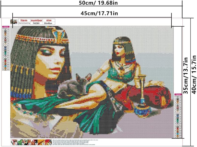 DCIDBEI 50x40cm Gyémántfestés Nő Egyiptomi Fekete Macska Hímzés Strassz Fali Dekoráció
