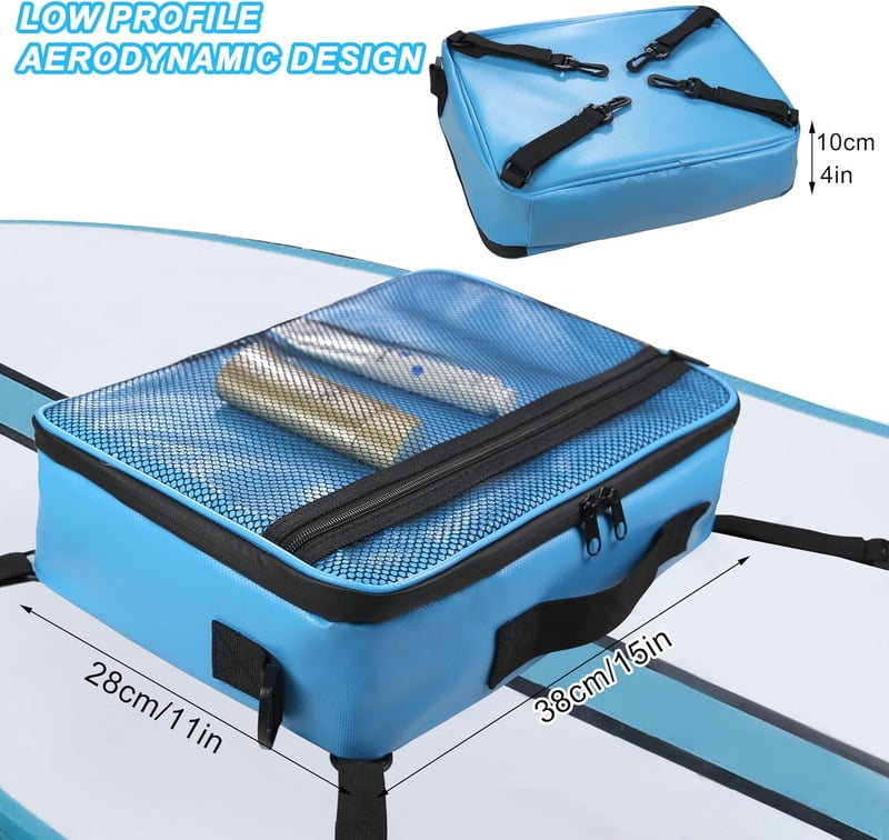 DCY BLUE SUP Hűtőtáska - Vízálló Fedélzeti Táska 11L Kapacitással, Állítható Vállpánttal, Hálós Zsebbel, Evezős Sportokhoz, Kempinghez, Kék