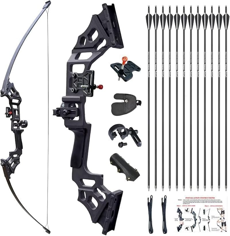 DD&Qarchery Recurve Íj 30-40 lbs Vadászati Készlet 12 Szénszálas Nyíllal Kezdőknek