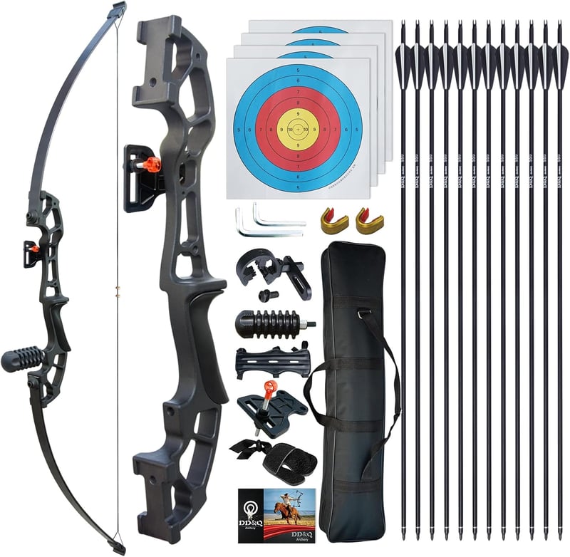 DD&Qarchery Recurve Íj 30-40lb Felnőtt Kezdőknek Jobbkezes Vadászbáz Fém Nyílvesszővel