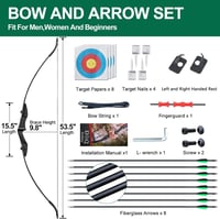 DD&Qarchery Recurve Íj Készlet 30-40 lbs, 8 Nyíllal, Kezdőknek, Bal és Jobbkezes 2