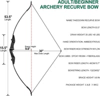 DD&Qarchery Recurve Íj Készlet 30-40 lbs, 8 Nyíllal, Kezdőknek, Bal és Jobbkezes 3