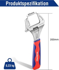 WORKPRO 2 az 1-ben Állítható Villáskulcs és Csőfogó - 42 mm-ig Nyitható, Króm-Vanádium Acél, Csúszásmentes Markolattal, 20 cm 6